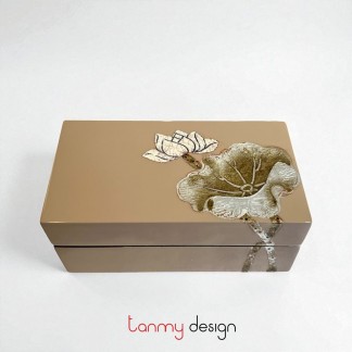 Two-compartment rectangle lacquer box with the lotus 8*14*H5 cm ( different designs )